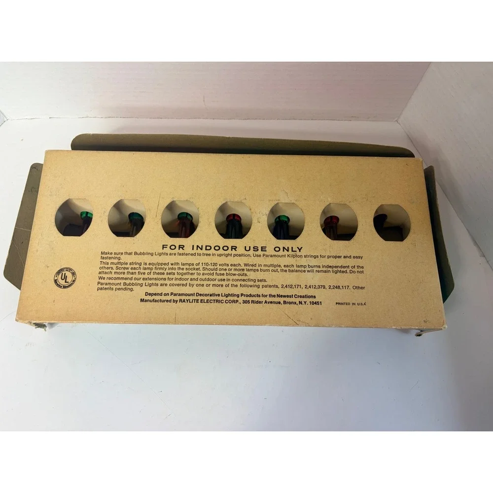 Vintage Paramount Bubbling Lights Christmas Indoor Lighting Raylite Kliptons Box